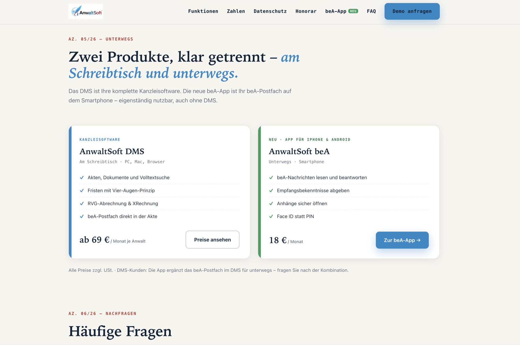 Screenshot AnwaltSoft beA App